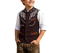 Acogedor chaleco de pana para chaqueta ligera de otoño abrigo festivo sin mangas para fiestas de cerveza al aire libre uniforme escolar alternativa, marrón, 2-3 años
