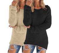 Acogedor conjunto de invierno de 2 piezas para mujer, suéter y camiseta de forro polar de cuello alto para clima frío, suéter térmico suave a la moda, R, 5XL