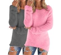 Acogedor conjunto de invierno de 2 piezas para mujer, suéter y camiseta de forro polar de cuello alto para clima frío, suéter térmico suave a la moda, O, M