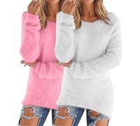 Acogedor conjunto de invierno de 2 piezas para mujer, suéter y camiseta de forro polar de cuello alto para clima frío, suéter térmico suave a la moda, X, S