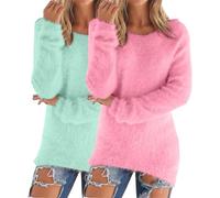 Acogedor conjunto de invierno de 2 piezas para mujer, suéter y camiseta de forro polar de cuello alto para clima frío, suéter térmico suave a la moda, P, M