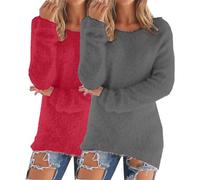 Acogedor conjunto de invierno de 2 piezas para mujer, suéter y camiseta de forro polar de cuello alto para clima frío, suéter térmico suave a la moda, h, 5XL
