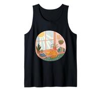 Acogedor gato siesta en un soleado rincón de lectura Camiseta sin Mangas