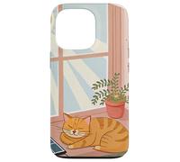 Acogedor gato siesta en un soleado rincón de lectura Carcasa para iPhone 13 Pro
