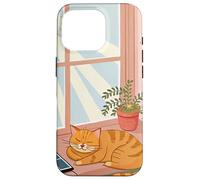 Acogedor gato siesta en un soleado rincón de lectura Carcasa para iPhone 16 Pro