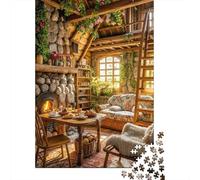 Acogedor Interior de la cabaña Set De 1000 Piezas Papel Reciclado Puzzle Familiar Aficionados A Los Entretenimiento Fin De Semana Rompecabezas Atractivo 70x50cm/1000pcs