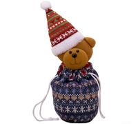 Acogedor juego de regalo de Navidad de punto: bolsa con cordón con adorable adorno de muñeco de nieve, bolsa de regalo de Navidad reutilizable para fiestas de vacaciones, bondad de punto