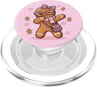 Acogedor Lazo navideño con diseño de Leopardo Rosa con Estampado de Pan de Jengibre PopSockets PopGrip para MagSafe