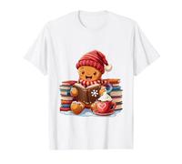 Acogedor Libro de Lectura de Navidad de Pan de Jengibre Bibliotecario Camiseta gráfica económica