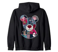 Acogedor Oso de Navidad Patchwork Design Art Sudadera con Capucha