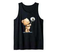 Acogedor oso de peluche con diente de león para un toque dulce Camiseta sin Mangas