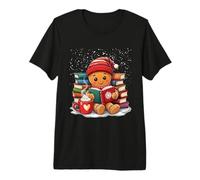 Acogedor Pan de Jengibre Lectura Amantes de Libros Xmas Bookworm Bibliotecario Camiseta Premium