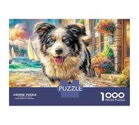 Acogedor Perro costero Puzzle 1000 Piezas Correr Collie Cartón Grueso para Toda La Familia Noche Familiar para Relajarse Oferta Mejor Regalo 52x38cm/1000pcs