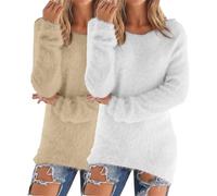 Acogedor traje de invierno de 2 piezas para mujer, conjunto de suéter y camiseta de forro polar de cuello alto para clima frío, suéter térmico suave a la moda, A partir de, 3XL
