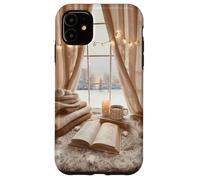 Acogedor Winter Haven Snowy Window Scene Festive Book Lover Carcasa para iPhone 11