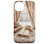 Acogedor Winter Haven Snowy Window Scene Festive Book Lover Carcasa para iPhone 13