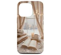 Acogedor Winter Haven Snowy Window Scene Festive Book Lover Carcasa para iPhone 13 Pro