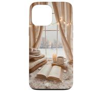 Acogedor Winter Haven Snowy Window Scene Festive Book Lover Carcasa para iPhone 13 Pro MAX