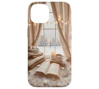 Acogedor Winter Haven Snowy Window Scene Festive Book Lover Carcasa para iPhone 14
