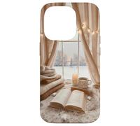 Acogedor Winter Haven Snowy Window Scene Festive Book Lover Carcasa para iPhone 14 Pro