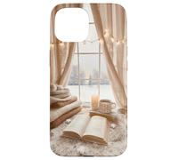 Acogedor Winter Haven Snowy Window Scene Festive Book Lover Carcasa para iPhone 15