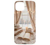 Acogedor Winter Haven Snowy Window Scene Festive Book Lover Carcasa para iPhone 15 Plus