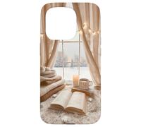 Acogedor Winter Haven Snowy Window Scene Festive Book Lover Carcasa para iPhone 15 Pro
