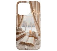 Acogedor Winter Haven Snowy Window Scene Festive Book Lover Carcasa para iPhone 15 Pro MAX