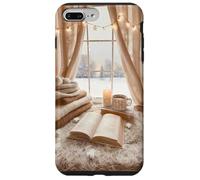 Acogedor Winter Haven Snowy Window Scene Festive Book Lover Carcasa para iPhone 7 Plus/8 Plus