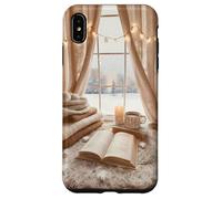 Acogedor Winter Haven Snowy Window Scene Festive Book Lover Carcasa para iPhone XS MAX