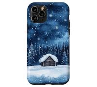 Acogedora cabaña de Invierno, Escena navideña, Felices Noches, Navidad Carcasa para iPhone 11 Pro