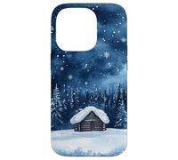Acogedora cabaña de Invierno, Escena navideña, Felices Noches, Navidad Carcasa para iPhone 14 Pro