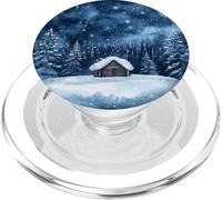 Acogedora cabaña de Invierno, Escena navideña, Felices Noches, Navidad PopSockets PopGrip para MagSafe