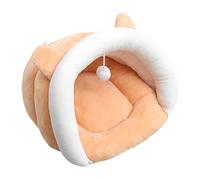 Acogedora cama cueva para gatos - Zona de dormir semicerrada para gatos, estilo zapatilla, tienda de campaña difusa con juguetes colgantes, cálida casa de dormir de felpa, protección para gatos y