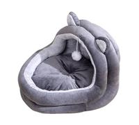 Acogedora Cama Para Gatos - Para Gatos En Forma De L De 20 Pulgadas | Cúpula De Tela De Algodón: Casa Para Mascotas De Interior Lavable Y Semicerrada Con Una Pelota De Juguete Incorporada Que Pro