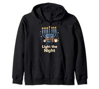 Acogedora Menorá Ilumina la Noche Diseño de Hanukkah Sudadera con Capucha
