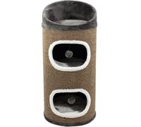Acogedora torre para gatos de 35 pulgadas con pared exterior de sisal, árbol para gatos de tres pisos con juguete de bola colgante, área de descanso ideal para gatos, barril de sisal duradero para