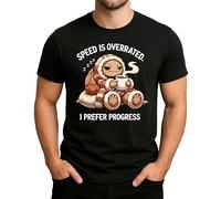 Acogedora tortuga con café - Divertido Speed is Overrated Meme, I Prefer Progress, diseño de vida lenta, idea de regalo para hombre, Negro , M