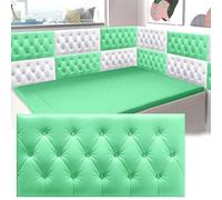 Acolchado de pared 3D anticolisión, paneles tapizados de cabecera para dormitorio y sala de juegos, 10 piezas, color gris claro