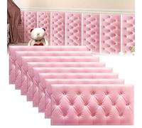 Acolchado de pared anticolisión for niños, pegatinas de pared 3D autoadhesivas, paneles acolchados, cabecero tapizado for dormitorios infantiles y guarderías.(Pink,8 Pack)