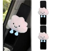 Acolchado para cinturón de seguridad infantil, acolchado suave para cinturón de seguridad para coche con nubes rosas, protector de cinturón de seguridad para niños y coches, fácil montaje con cierre
