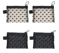 ACOLY 4 minibolsas de malla para maquillaje, con cremallera transparente y estampado de corazones, para organizar labiales y artículos de tocador, esenciales para viajes de vacaciones.