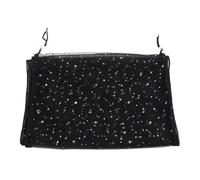 ACOLY Funda grande para jaula de pájaros, malla suave ajustable con estrella de luna brillante, faldón protector de semillas para jaulas redondas y cuadradas de guacamayos (negro)