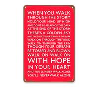 ACOLY Letrero de hojalata con el cántico del FC "You'll Never Walk Alone" - Arte mural metálico vintage para la decoración de aficionados al fútbol