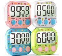 Acomingwin 4 Piezas Temporizador Cocina, Digitale Temporizador Niños, Cronometro Magnético de Cuenta Atrás para Ejercicio, Estudio, Horno- Funciona con Pilas AAA (No Incluidas)