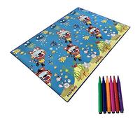 Acomoda Textil - Alfombra Infantil para Colorear 120x200 cm. Alfombra Impermeable, Antideslizante y Acolchada con Rotuladores, Duradera y Fácil de Limpiar. (Océano)