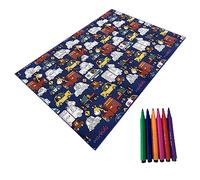 Acomoda Textil - Alfombra Infantil para Colorear 120x200 cm. Alfombra Impermeable, Antideslizante y Acolchada con Rotuladores, Duradera y Fácil de Limpiar. (Coches)