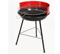 Acomoda Textil - Barbacoa de Carbon con Parrilla Redonda y Estructura de Acero, Ligera y Portatil. Asador 33x56 cm Ideal para Jardin, Camping o Terraza de Facil Limpieza.
