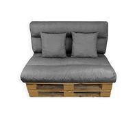 Acomoda Textil - Cojines Sofá Palets 120x80 cm. Conjunto 4 Piezas Desenfundable, Lavable y Mullido de Tela para Interior y Exterior, NO Incluye PALETS (Gris Oscuro)