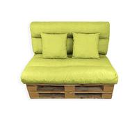 Acomoda Textil - Cojines Sofá Palets 120x80 cm. Conjunto 4 Piezas Desenfundable, Lavable y Mullido de Tela para Interior y Exterior, NO Incluye PALETS (Pistacho)